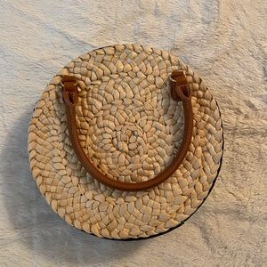 Talbots Round Straw Denim Handbag